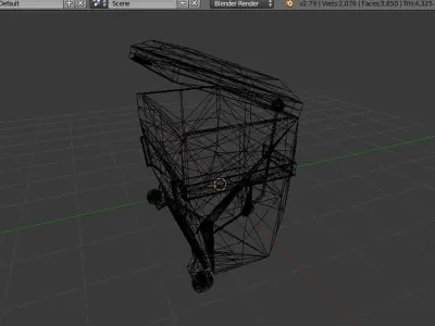 garbage container trash box Low-poly 3D model
