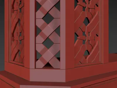Mashrabiya 6 ornately carved wooden shelf 3D model