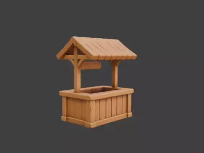 Wooden Market Stall Low-poly 3D model