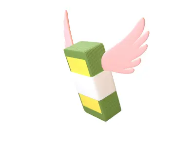 Cartoon Money With Wing V1 009 Low-poly 3D model