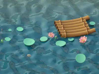  cartoon pond 3D model