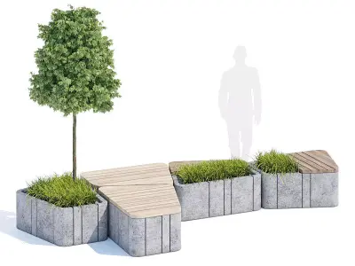 Timber seats and benches 3D model