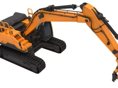 Tracked Excavator Demolition equip 3D model