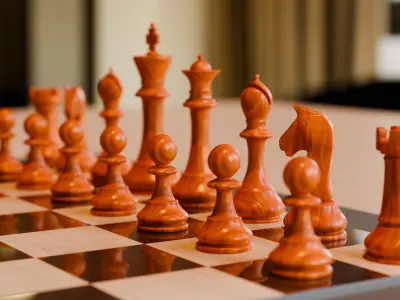 Wooden Chess Low-poly 3D model