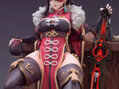 Beidou action figure on wooden table 3D print model