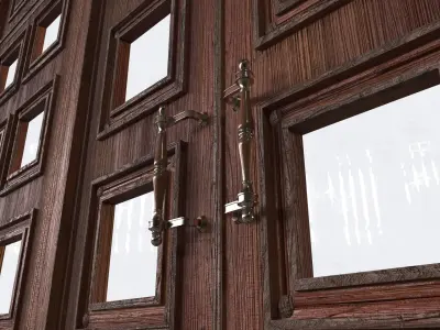 Large wooden doors Low-poly 3D model Low-poly 3D model