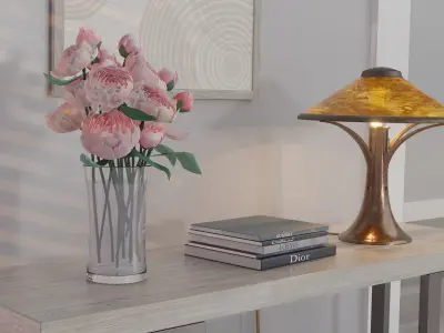 Entry or living room console table with accessories 3D model