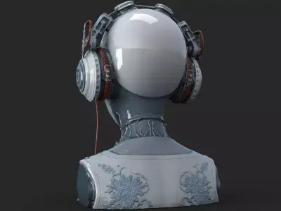 Futuristic Gheisa Head High Detail 3D model