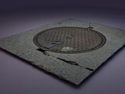 Cover manhole high-poly 3D model