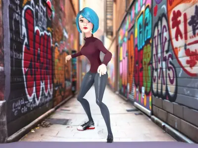 Stylish Cyan Character model pack Low-poly 3D model