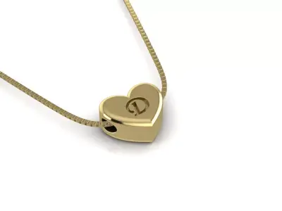 Pendant initial heart D 3D print model