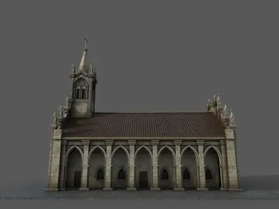 Cathedral church Low-poly 3D model