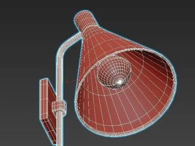 PHONO gold and wall sconce with shade 3D model