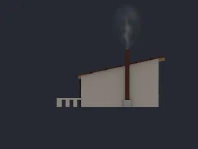 small house with smoke Low-poly 3D model