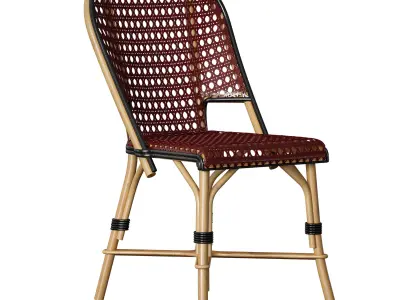 Garden Wooden Wicker Rattan Chair 3D model