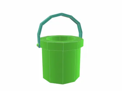 Cartoon bucket low poly Free low-poly 3D model