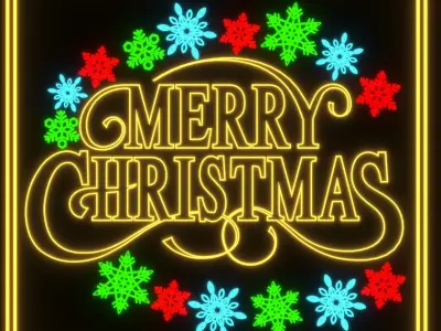 Neon Light Christmas Set1 3D model