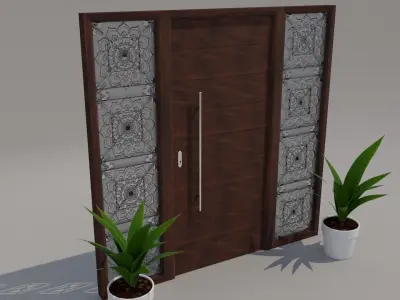 Stylized Door Rigged Low-Poly Low-poly 3D model