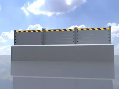 Aluminum flood protection wall with concrete foundation 2m x 6m Low-poly 3D model