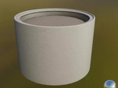 Concrete Pipe Flower Pot 1000mm Low-Poly Low-poly 3D model