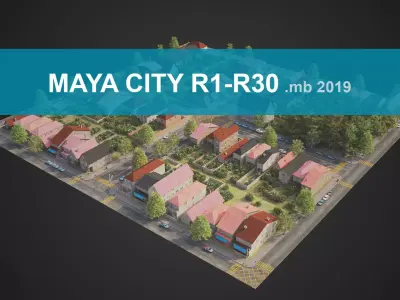 Realistic City District R1-R30 MAYA Low-poly 3D model