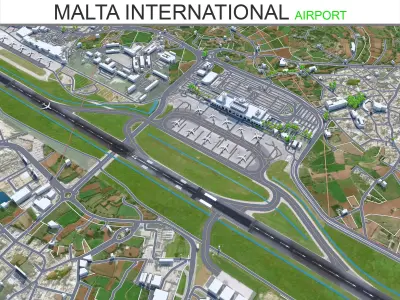 Malta International Airport 10km Low-poly 3D model