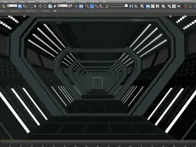SCI FI INTERIOR SCENE SPACE SHIP CORRIDOR Low-poly 3D model