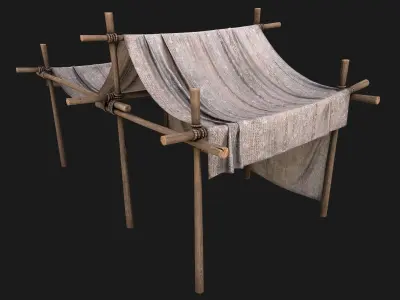 Medieval trade fair tent Stall Low-poly 3D model