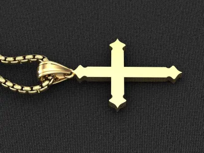 High Cross Pendant Light Gold 18K 3CP069 3D model