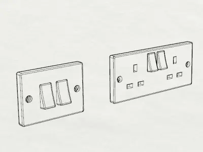 Dolls House Light Switch and Wall Plug Sockets 12th scale 3D print model