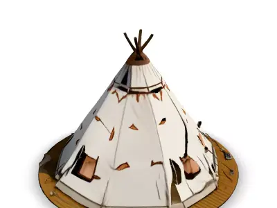 Realistic Native American Teepee Tent Low-poly 3D model