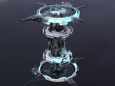 Hourglass Tide turner Tower Low-poly 3D model
