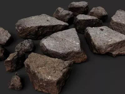 asphalt debris street shards detail PBR photogrammetry Low-poly 3D model