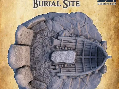 Viking Burial Site Tabletop Terrain 28MM  3D print model