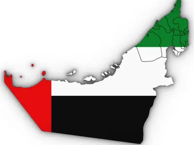 3D Political Map of United Arab Emirates UAE 3D model