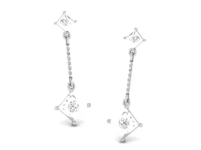 Gold Diamond Women Earring 3D print Model 3D print model 50