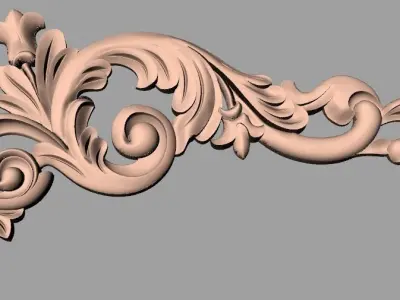 Furniture decorative corner flower 3D STL model for CNC E874 3D model