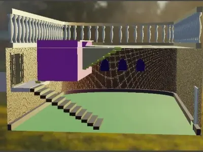 one side open house 3D model