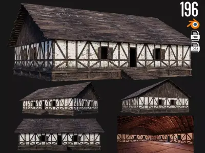 Old Medieval House Building 4K Textures GameReady 196 Low-poly 3D model