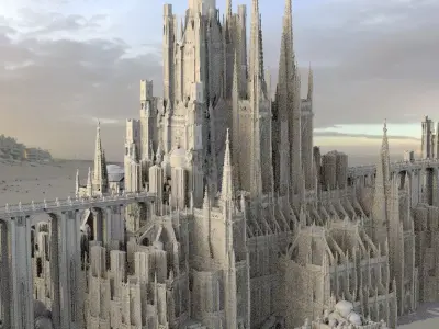 Bloodborne inspired Cathedral City  huge 3D model