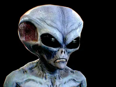 Realistic Alien 7 Evil Grey Low-poly 3D model