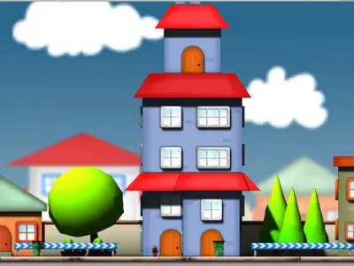 Cartoon city four Low-poly 3D model