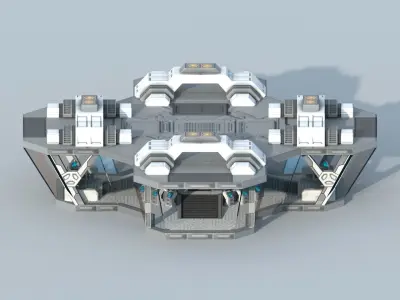 Sci-Fi Military Building - Control Room Low-poly 3D model