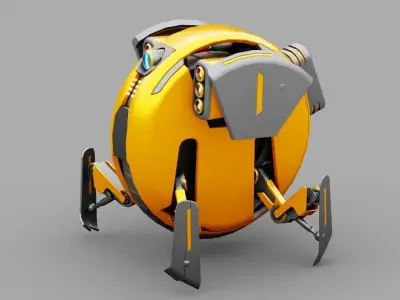 Utility robot rigged- animated character 3D model