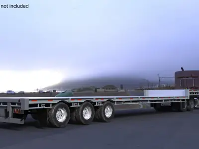  Freight Truck with Flatbed Semi Trailer 
