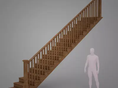 Modular Wooden Staircase Kit  Low-poly 3D model