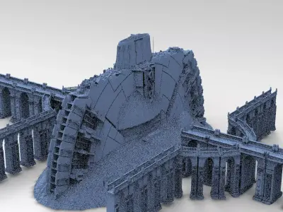 Art Deco Sci-F Mothership base with bridges  3D model