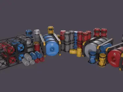 Sci-Fi Barrel Pack Low-poly 3D model