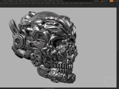 skull robot head a01 3d print model 3D print model