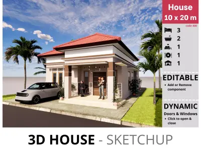House 10x20m code 400 - Sketchup 3D model